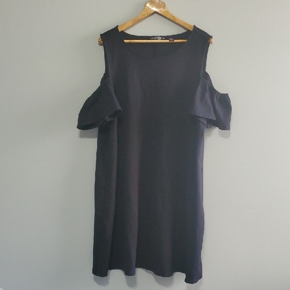 Lands' End Dress Womens Size 3X Black Cold Shoulder Midi Dress - Picture 2 of 6